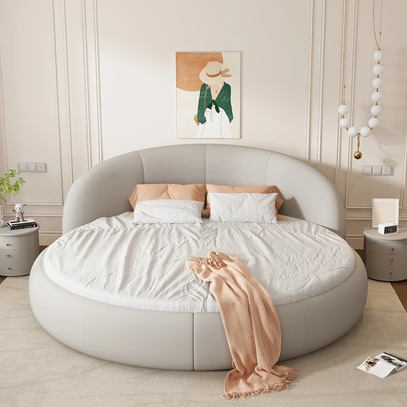 Round Leather Double Bed Luxury Aesthetics Bedroom Modern Simple Light Luxury Bed Cream Style Adult Beliche Salon Furniture
Round Leather Double Bed Luxury Aesthetics Bedroom Modern Simple Light Luxury Bed Cream Style Adult Beliche Salon Furniture