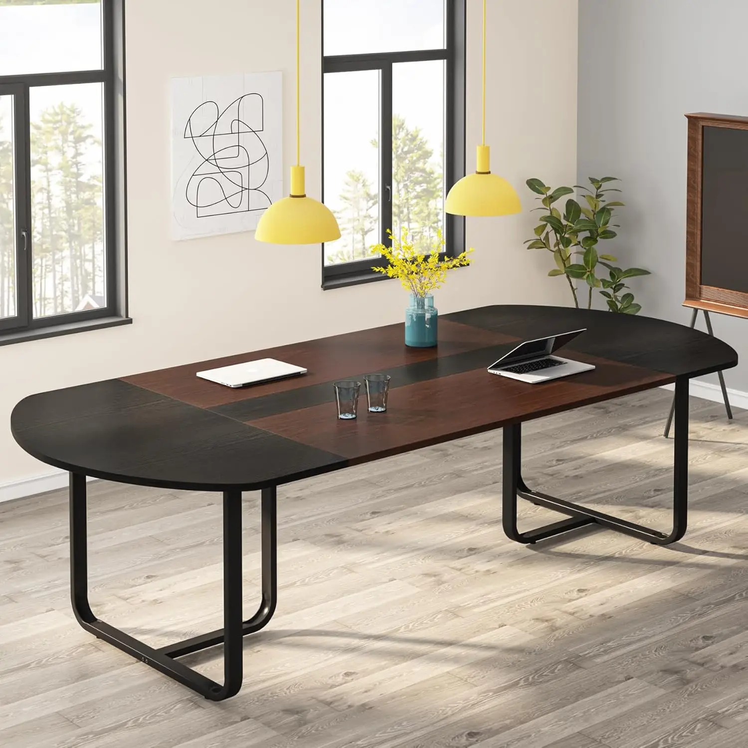 6Ft Oval Conference Table, 70.86"" Curved Meeting Tables, Brown Blak Busin Table,Two-Tone Finish Curved Meeting Tables For
6Ft Oval Conference Table, 70.86"" Curved Meeting Tables, Brown Blak Busin Table,Two-Tone Finish Curved Meeting Tables For