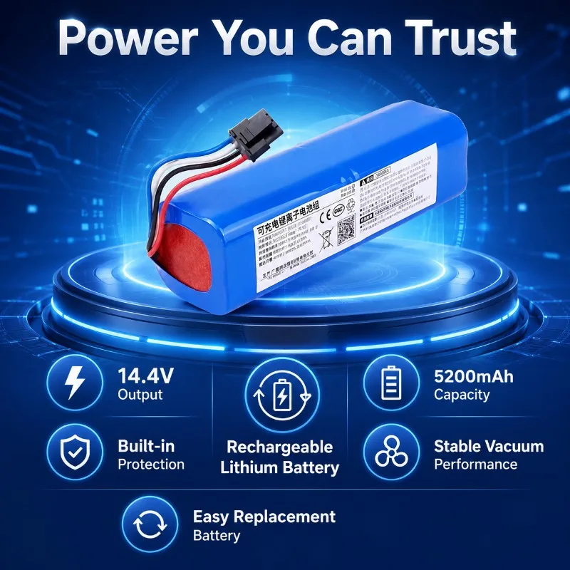 Compatible with J3 YJCB012 J4 YJCC015 14.4V 5200mAh Rechargeable Lithium Battery Long Runtime Robot Vacuum Battery Pack
Compatible with J3 YJCB012 J4 YJCC015 14.4V 5200mAh Rechargeable Lithium Battery Long Runtime Robot Vacuum Battery Pack