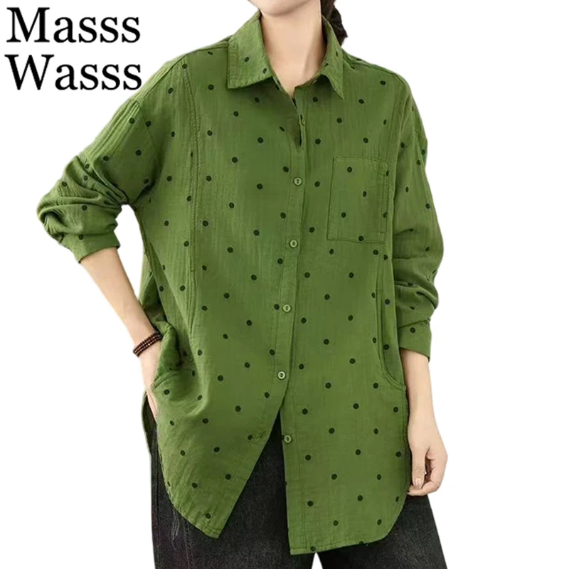 Masss Wasss Brand 2025 Summer Womens Fashion Classic Loose Dot Blouses Ladies Vintage Elegant Shirts V Neck Clothes Luxury Tops
Masss Wasss Brand 2025 Summer Womens Fashion Classic Loose Dot Blouses Ladies Vintage Elegant Shirts V Neck Clothes Luxury Tops