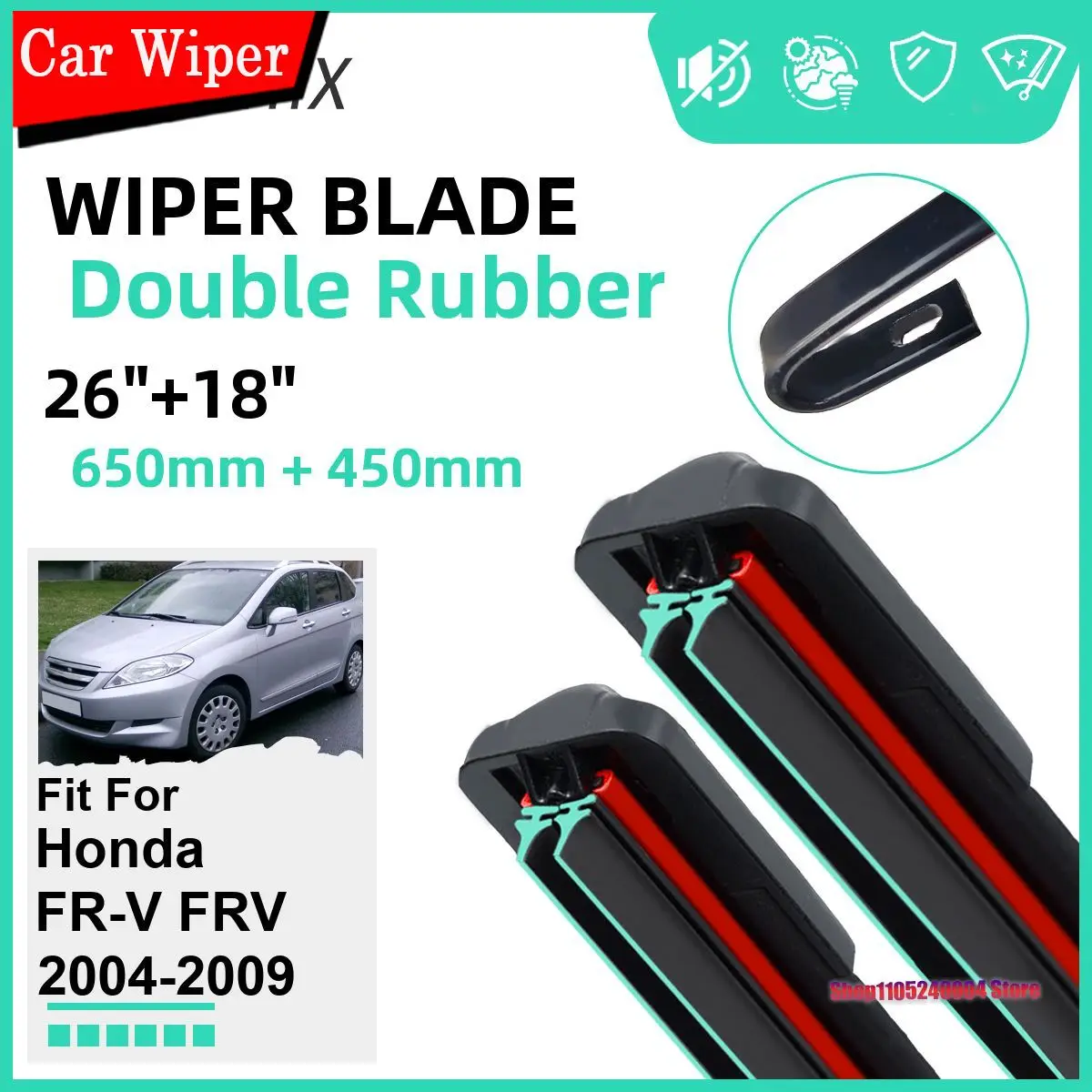 Front Windscreen Windshield Rubber Car Accessories 2007 2008 2009 Double Rubber Car Wiper Blades For Honda FR-V FRV 2004-2009
Front Windscreen Windshield Rubber Car Accessories 2007 2008 2009 Double Rubber Car Wiper Blades For Honda FR-V FRV 2004-2009