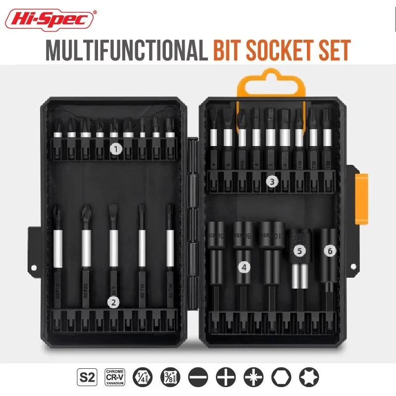 Hi-Spec профессиональный набор ударных отверток: Биты Phillips, Slotted & Torx
Hi-Spec профессиональный набор ударных отверток: Биты Phillips, Slotted & Torx