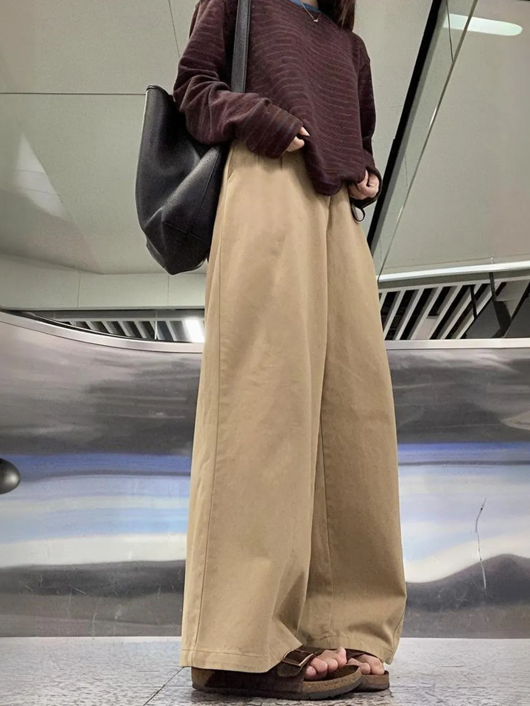 High Waist Loose Fit Khaki Wide Leg Work Pants Women's Summer Casual Straight Cut Trousers Retro Style Breathable Polyester
High Waist Loose Fit Khaki Wide Leg Work Pants Women's Summer Casual Straight Cut Trousers Retro Style Breathable Polyester