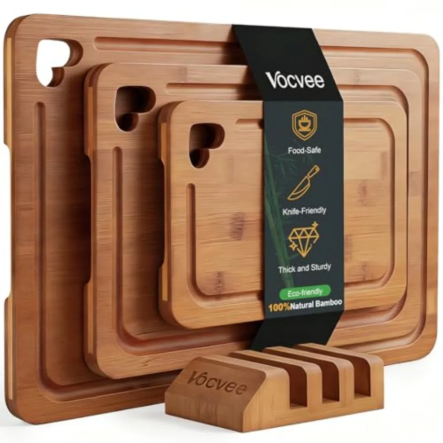 Bamboo Cutting Boards for Kitchen Set of 3 , Wood Cutting Board with Wood Storage Stand, Charcuterie and Chopping Board for Veg
Bamboo Cutting Boards for Kitchen Set of 3 , Wood Cutting Board with Wood Storage Stand, Charcuterie and Chopping Board for Veg