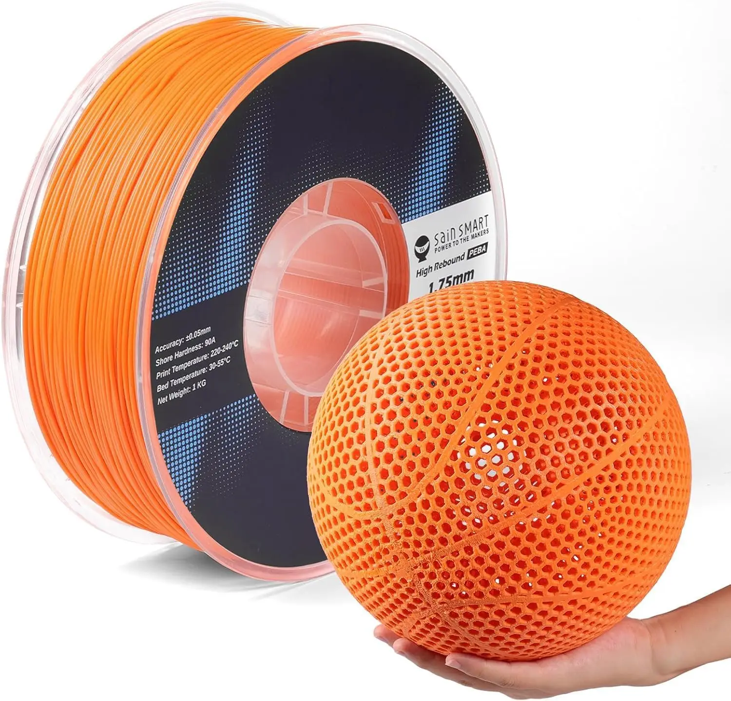 High Rebound 90A Flexible Filament, 1KG Super TPU with Fast Printing & Lightweight, Adjustable Flexibility, Orange
High Rebound 90A Flexible Filament, 1KG Super TPU with Fast Printing & Lightweight, Adjustable Flexibility, Orange