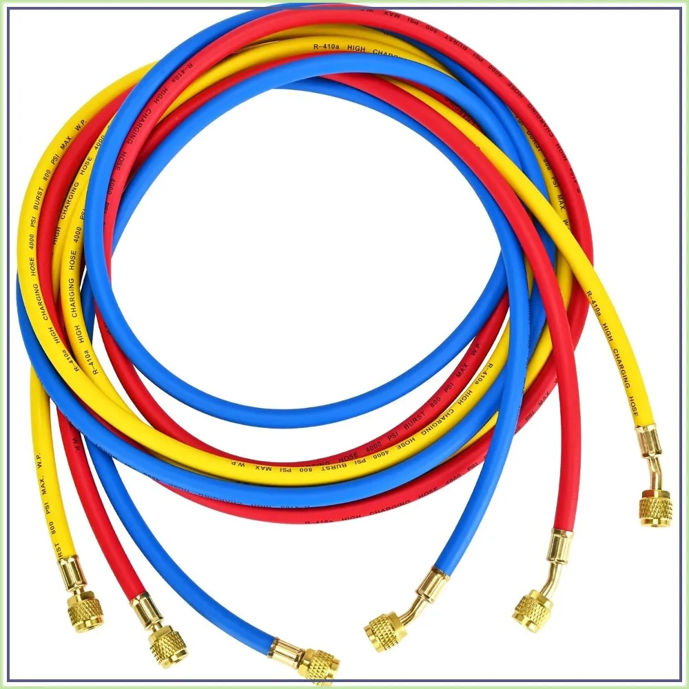 Upgrade 22988 1/4" Refrigerant Charging Hose Set, 96" (8FT), Standard 1/4" Flare Fittings, for R410A R134A R22 & Common Refrigerants, 3-Pack
Upgrade 22988 1/4" Refrigerant Charging Hose Set, 96" (8FT), Standard 1/4" Flare Fittings, for R410A R134A R22 & Common Refrigerants, 3-Pack