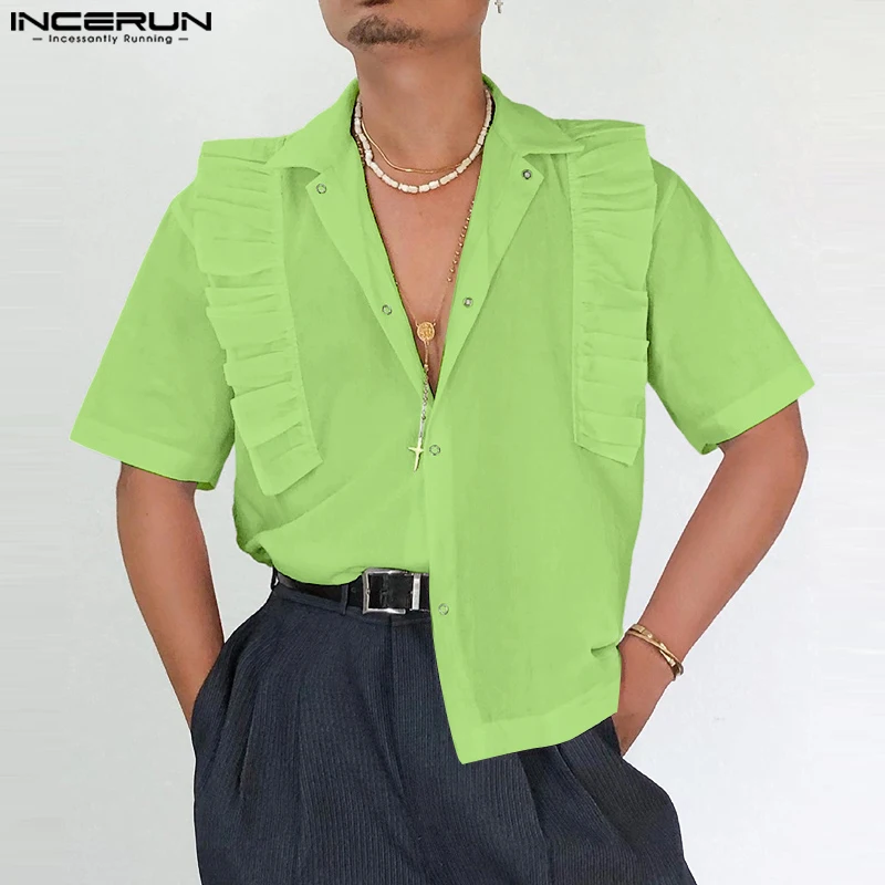 INCERUN Men Shirt Cotton Solid Color Lapel Short Sleeve Ruffle Men Clothing Streetwear Summer Oversize 2025 Fashion Male Shirts
INCERUN Men Shirt Cotton Solid Color Lapel Short Sleeve Ruffle Men Clothing Streetwear Summer Oversize 2025 Fashion Male Shirts