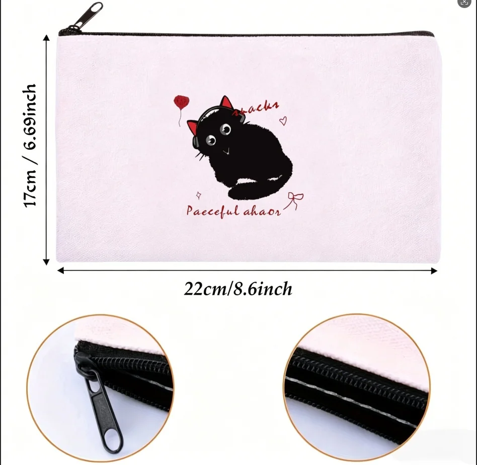 1PC Peaceful Black Cat With Headphones Canvas Cosmetic Travel Makeup Bag
1PC Peaceful Black Cat With Headphones Canvas Cosmetic Travel Makeup Bag