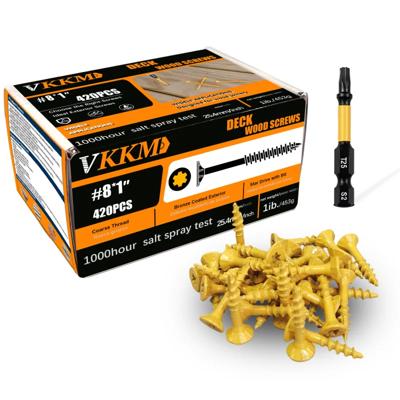 VKKM #8 Wood Screws Yellow Zinc Carbon Steel 7 Sizes (3/4"-2-1/2") for Wood Furniture DIY
VKKM #8 Wood Screws Yellow Zinc Carbon Steel 7 Sizes (3/4"-2-1/2") for Wood Furniture DIY