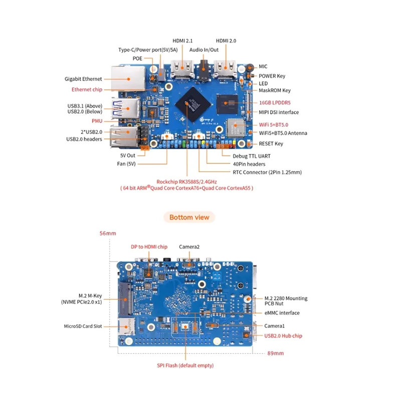 AED6-For Orange Pi 5 Pro Development Board 16GB RAM RK3588S 8Core 64Bit Wifi 5+BT5.0 M.2 M-KEY Slot Gigabit Ethernet Mini PC
AED6-For Orange Pi 5 Pro Development Board 16GB RAM RK3588S 8Core 64Bit Wifi 5+BT5.0 M.2 M-KEY Slot Gigabit Ethernet Mini PC