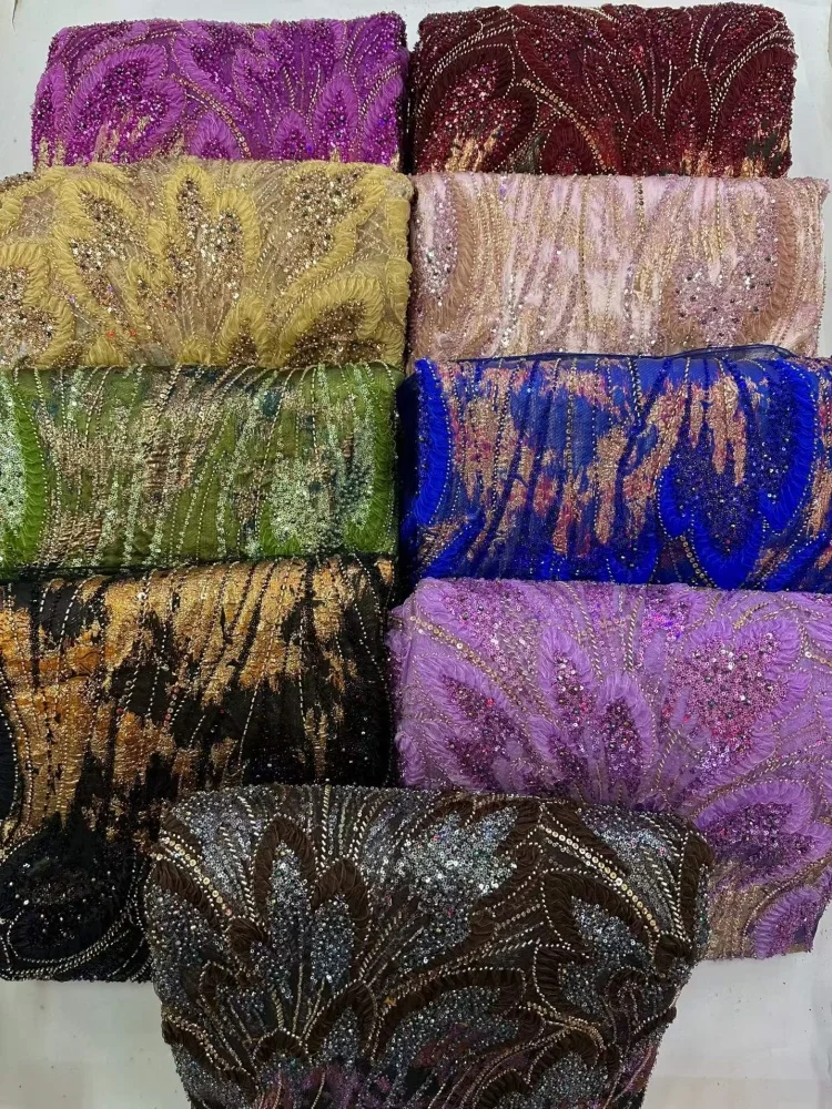 Nigerian African Heavy Beaded Lace Fabric with Embroidered Sequins for Groom Wedding Party Dress High Quality Sewing Material
Nigerian African Heavy Beaded Lace Fabric with Embroidered Sequins for Groom Wedding Party Dress High Quality Sewing Material