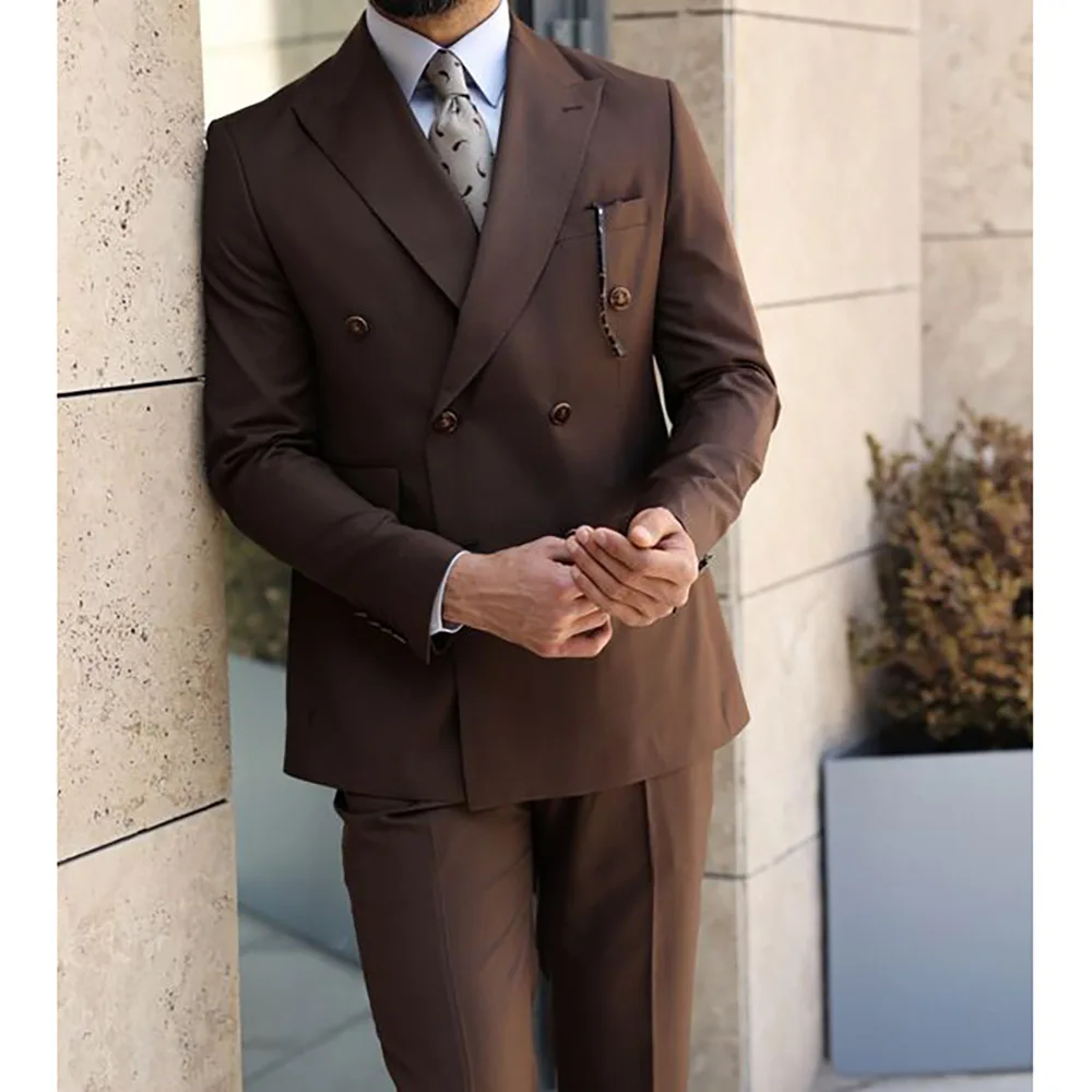 Brown Men Suits Double Breasted Peak Lapel Elegant Full Set Regular Length Wedding Groom Clothing Luxury 2 Piece Jacket Pants
Brown Men Suits Double Breasted Peak Lapel Elegant Full Set Regular Length Wedding Groom Clothing Luxury 2 Piece Jacket Pants