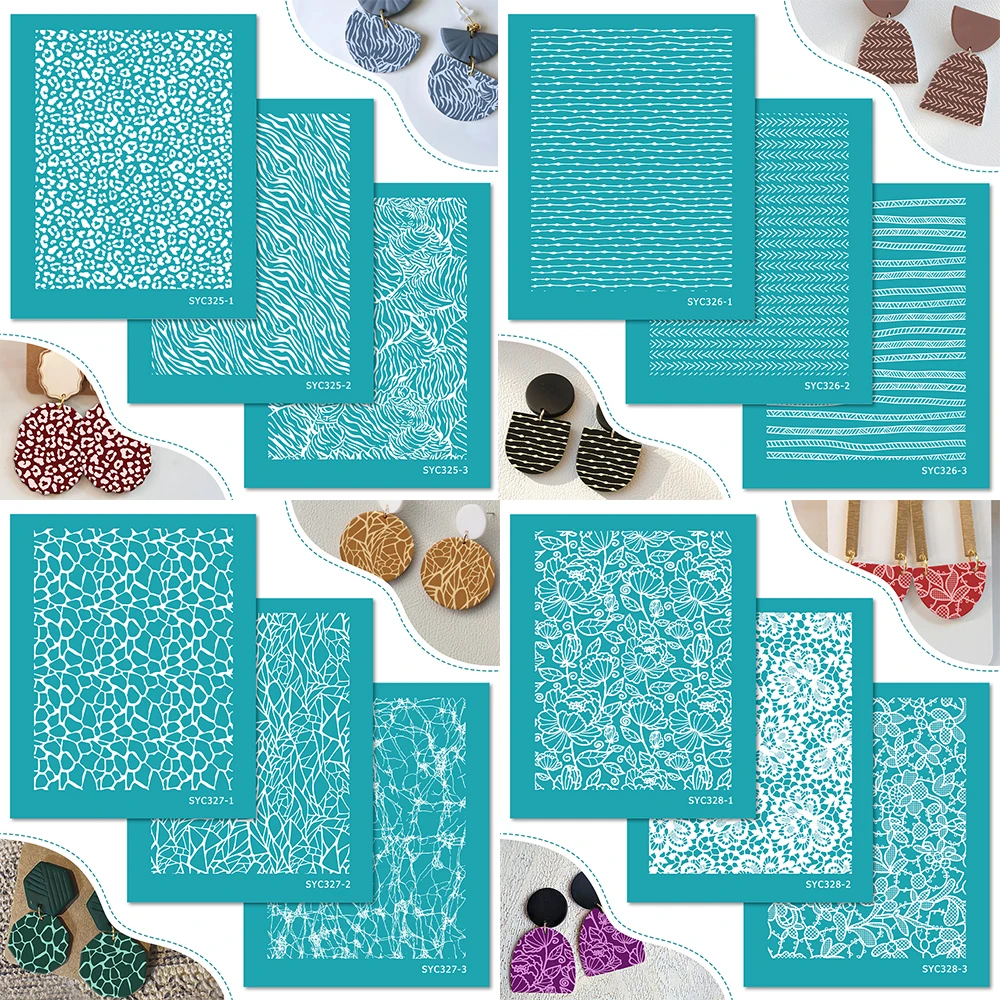 3pcs DIY Earring Silkscreen Stencils Animal Print/Geometric/Flower Lace Patterns Reusable Templates for Jewelry Decal Making
3pcs DIY Earring Silkscreen Stencils Animal Print/Geometric/Flower Lace Patterns Reusable Templates for Jewelry Decal Making