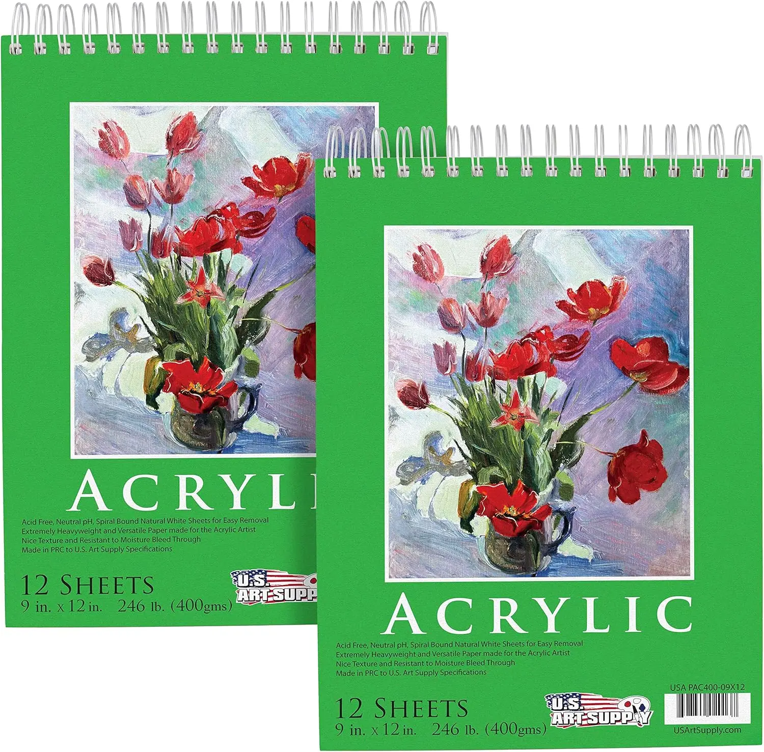 Heavy Weight Acrylic Painting Paper Pad 9x12, 400gsm 24 Sheets Spiral Bound for Acrylic Paint
Heavy Weight Acrylic Painting Paper Pad 9x12, 400gsm 24 Sheets Spiral Bound for Acrylic Paint