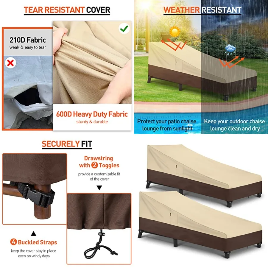 Outdoor Lounge Chair Covers 2 Pack, Heavy Duty Waterproof Patio Chaise Lounge Cover for Garden Furniture, Protect Your Pool Cha
Outdoor Lounge Chair Covers 2 Pack, Heavy Duty Waterproof Patio Chaise Lounge Cover for Garden Furniture, Protect Your Pool Cha