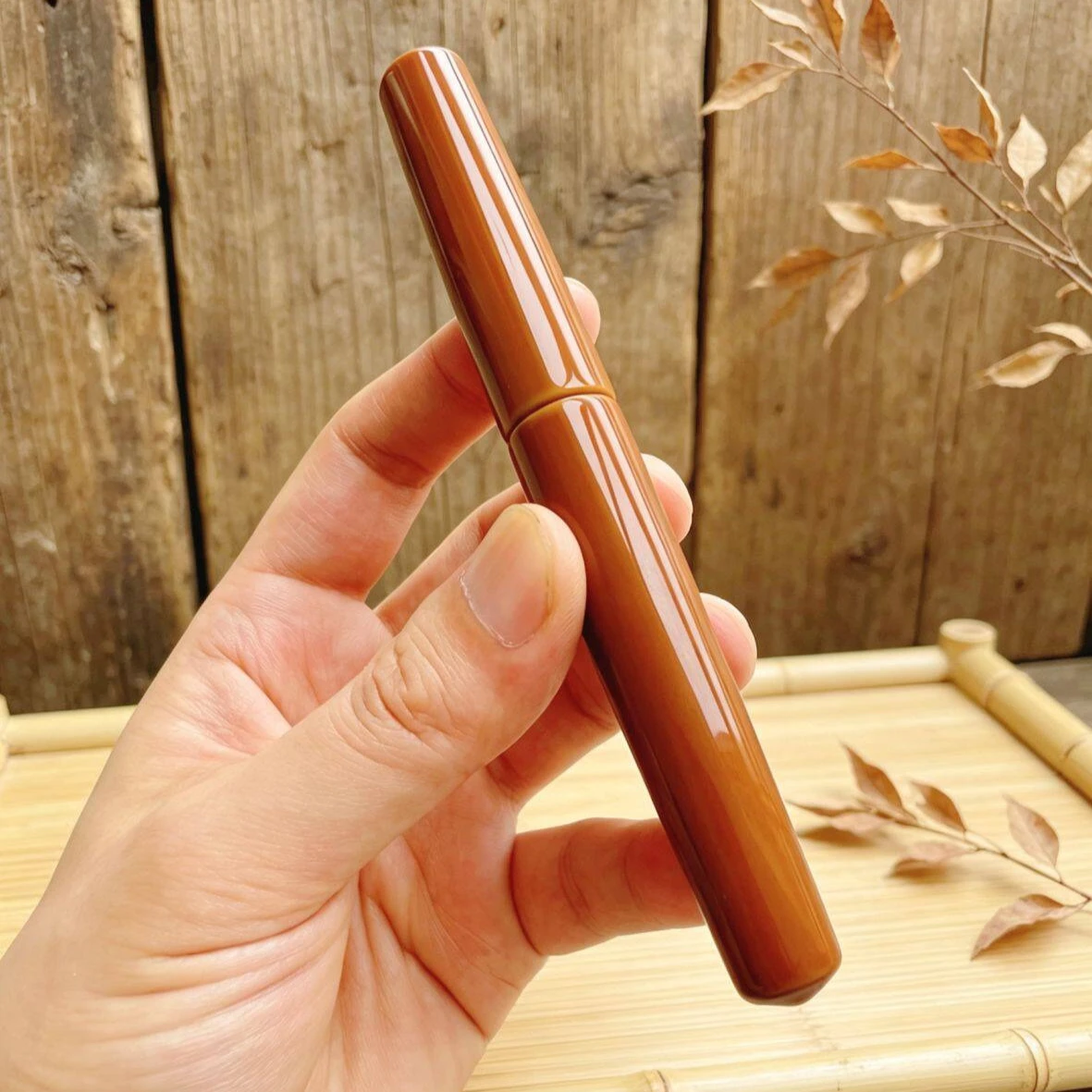 Handmade Decayed Leaves Thick Lacquer Namiki Style No.6 Bock F/M Nib Fountain Pen, Cumberland Hard Rubber Body Writing Pen
Handmade Decayed Leaves Thick Lacquer Namiki Style No.6 Bock F/M Nib Fountain Pen, Cumberland Hard Rubber Body Writing Pen