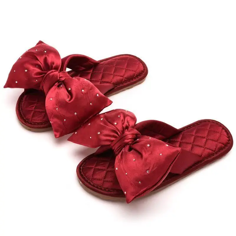 Women's Silk Bowknot One Word Slippers Spring Summer Flat sole Non Slip High Quality Home Slippers Home Slippers Silent Slippers
Women's Silk Bowknot One Word Slippers Spring Summer Flat sole Non Slip High Quality Home Slippers Home Slippers Silent Slippers
