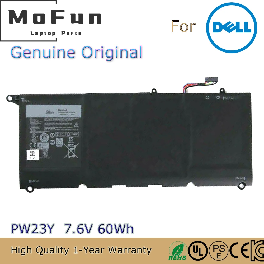 Новый оригинальный аккумулятор PW23Y 7,6 в 60 Втч для ноутбука Dell XPS 13 9360 13-9360-D1605T D1505G RNP72 TP1GT
Новый оригинальный аккумулятор PW23Y 7,6 в 60 Втч для ноутбука Dell XPS 13 9360 13-9360-D1605T D1505G RNP72 TP1GT