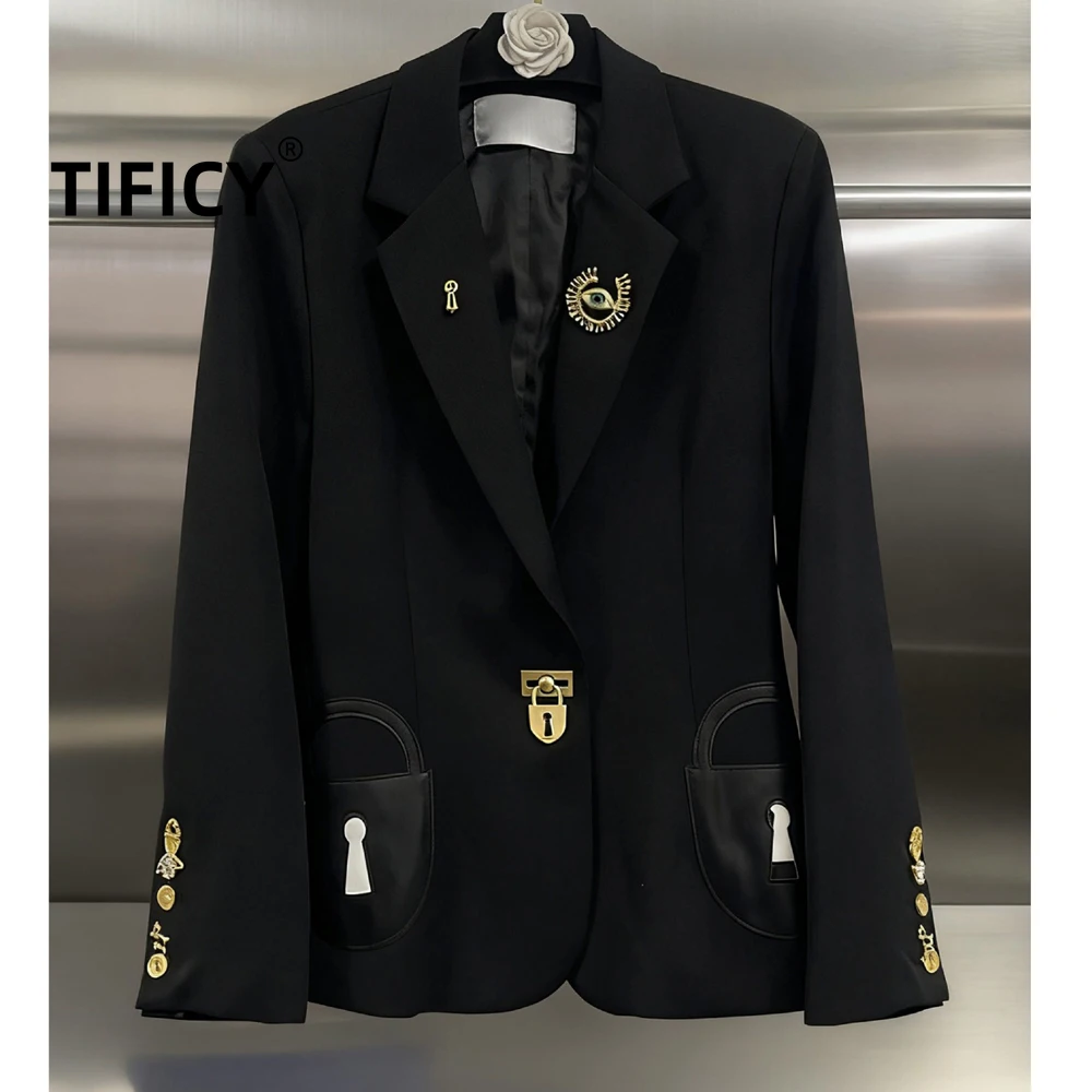 High Street Black Blazers Women's Personalized Design Solid Color Temperament New Fashionable Suit Streetwear Jackets
High Street Black Blazers Women's Personalized Design Solid Color Temperament New Fashionable Suit Streetwear Jackets