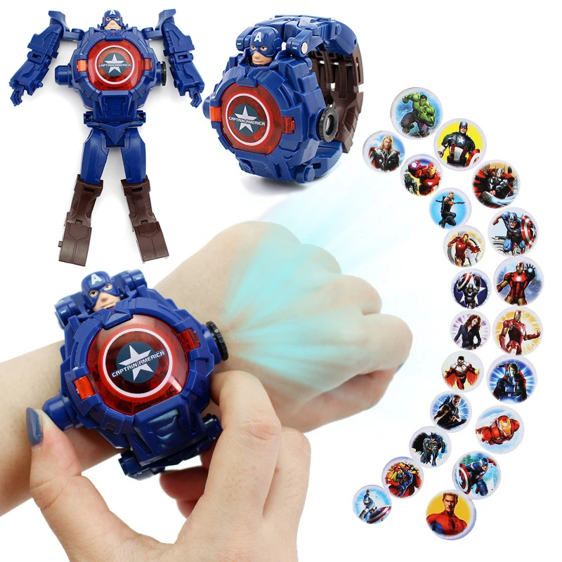 21 Projection Disney Toys Watch Spiderman Captain America Iron Man Deformation Robot Electronic Projection Watch Children Gifts
21 Projection Disney Toys Watch Spiderman Captain America Iron Man Deformation Robot Electronic Projection Watch Children Gifts