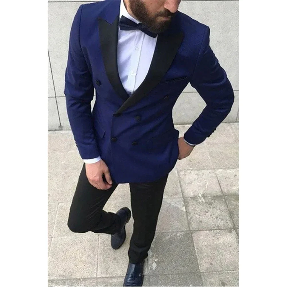 Men's Suits Blue Double Breasted Black Shawl Lapel Formal Party Outfits Elegant Wedding Blazer 2 Piece Jacket Pants Slim Fit
Men's Suits Blue Double Breasted Black Shawl Lapel Formal Party Outfits Elegant Wedding Blazer 2 Piece Jacket Pants Slim Fit