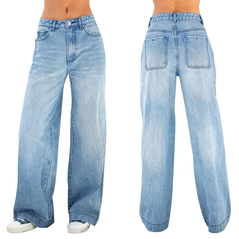 Light blue wide leg jeans women's high waist loose pear shape slim casual tall straight pants spring
Light blue wide leg jeans women's high waist loose pear shape slim casual tall straight pants spring