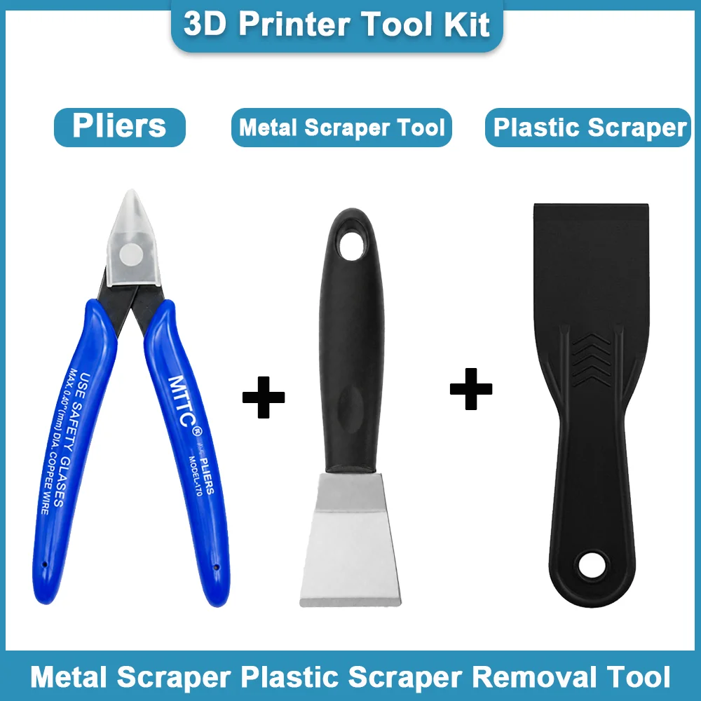 3D Printer Tool Kit Pliers Metal Scraper Plastic Scraper Removal Tool Set for PLA ABS Resin Model Support Cleaning Accessories
3D Printer Tool Kit Pliers Metal Scraper Plastic Scraper Removal Tool Set for PLA ABS Resin Model Support Cleaning Accessories