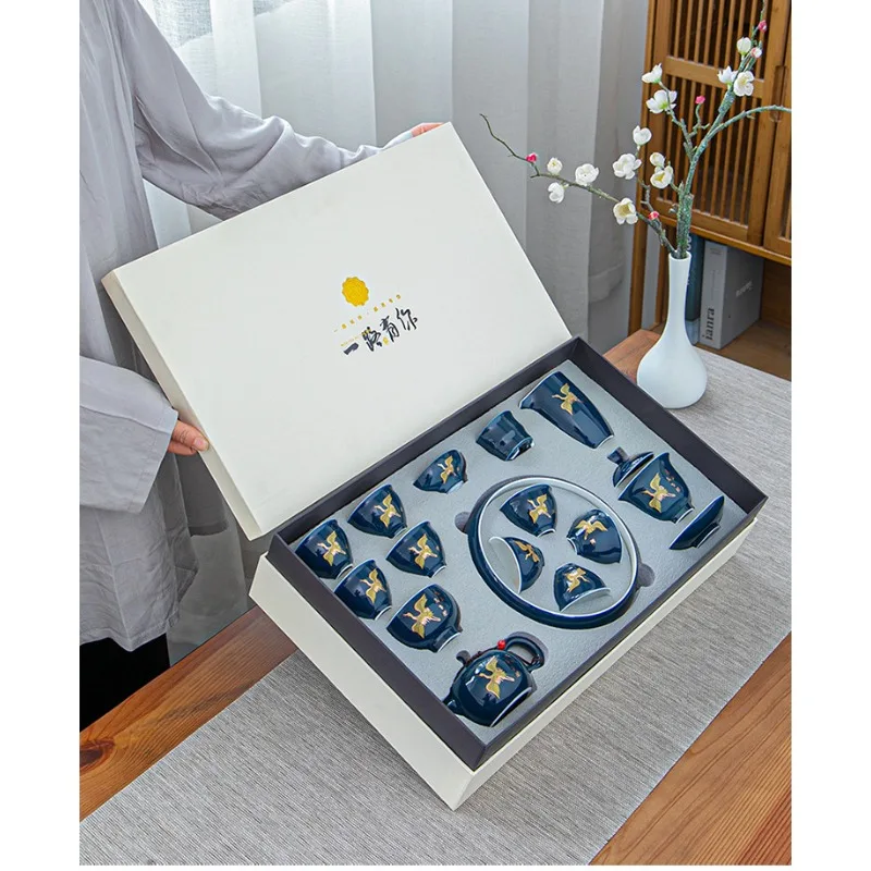 Kung Fu tea set, household complete set, fresh ceramic teapot, teacup, household living room office high-end gift box
Kung Fu tea set, household complete set, fresh ceramic teapot, teacup, household living room office high-end gift box