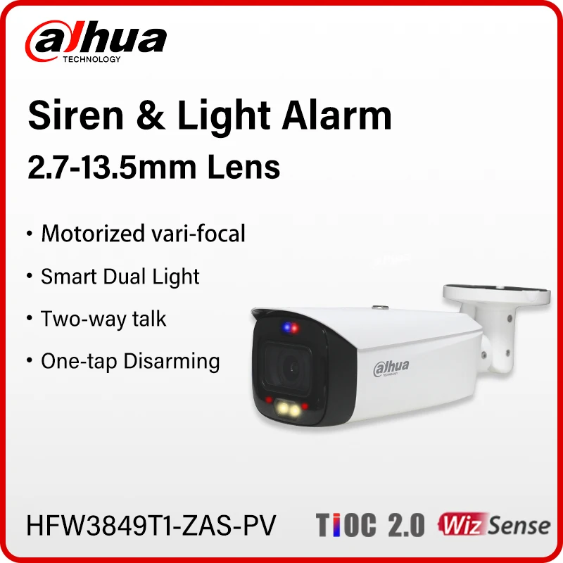 Dahua 8MP Vari-focal Camera Outdoor Siren& Light Active Deterrence Camera 2.7–13.5mm Lens Two-way Talk Tioc 2.0 HFW3849T1-ZAS-PV
Dahua 8MP Vari-focal Camera Outdoor Siren& Light Active Deterrence Camera 2.7–13.5mm Lens Two-way Talk Tioc 2.0 HFW3849T1-ZAS-PV