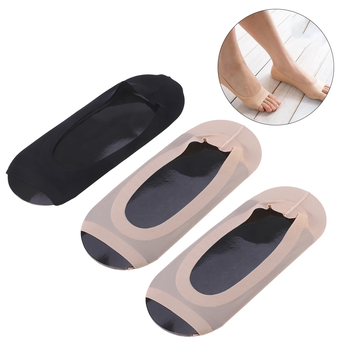 3 Pairs Invisible Peep Toe Socks Non-slip Heel Grip Low Cut Ankle Liner Toeless Socks (Black & Beige)
3 Pairs Invisible Peep Toe Socks Non-slip Heel Grip Low Cut Ankle Liner Toeless Socks (Black & Beige)