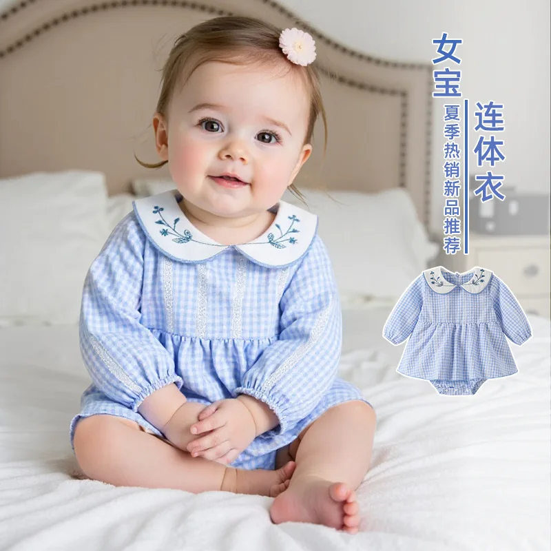 Autumn Baby Girl Clothes Infant Girls Bodysuit Turn Down Collar Long Sleeves Embroidered Plaid Casual Kids Romper For Daily
Autumn Baby Girl Clothes Infant Girls Bodysuit Turn Down Collar Long Sleeves Embroidered Plaid Casual Kids Romper For Daily