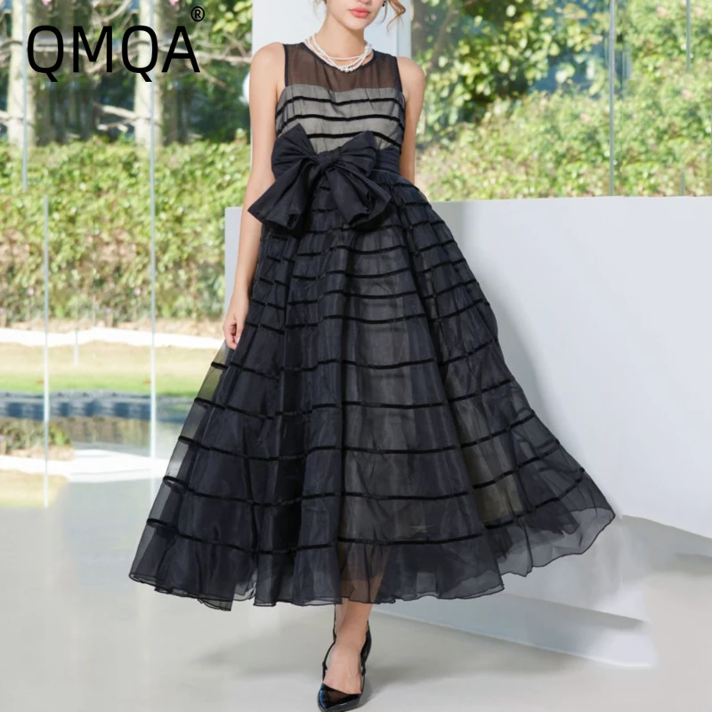 QMQA Fashion Women's Hit Color Patchwork Bow Elegant Dresses O-neck Sleeveless Splicing Zipper Party Dress Female Clothing 1A304
QMQA Fashion Women's Hit Color Patchwork Bow Elegant Dresses O-neck Sleeveless Splicing Zipper Party Dress Female Clothing 1A304