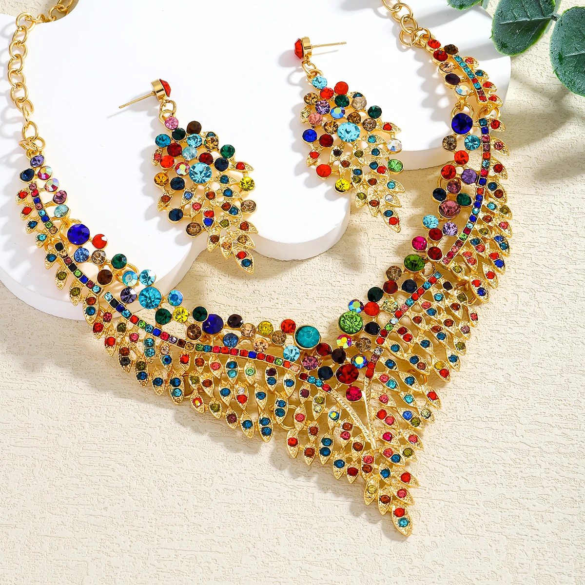 3 Pcs/Lot Indian Style Colorful Rhinestone Rhombus Earrings Necklace For Women Boho Vintage Wedding Bride Statement Jewelry Set
3 Pcs/Lot Indian Style Colorful Rhinestone Rhombus Earrings Necklace For Women Boho Vintage Wedding Bride Statement Jewelry Set