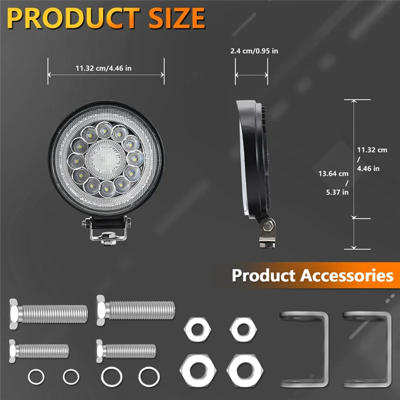4 Inch Round LED Offroad Lights, LED Tractor Work Lights 140W 14000Lm 9-30V Off Road Driving Fog Light Pods Easy Install
4 Inch Round LED Offroad Lights, LED Tractor Work Lights 140W 14000Lm 9-30V Off Road Driving Fog Light Pods Easy Install