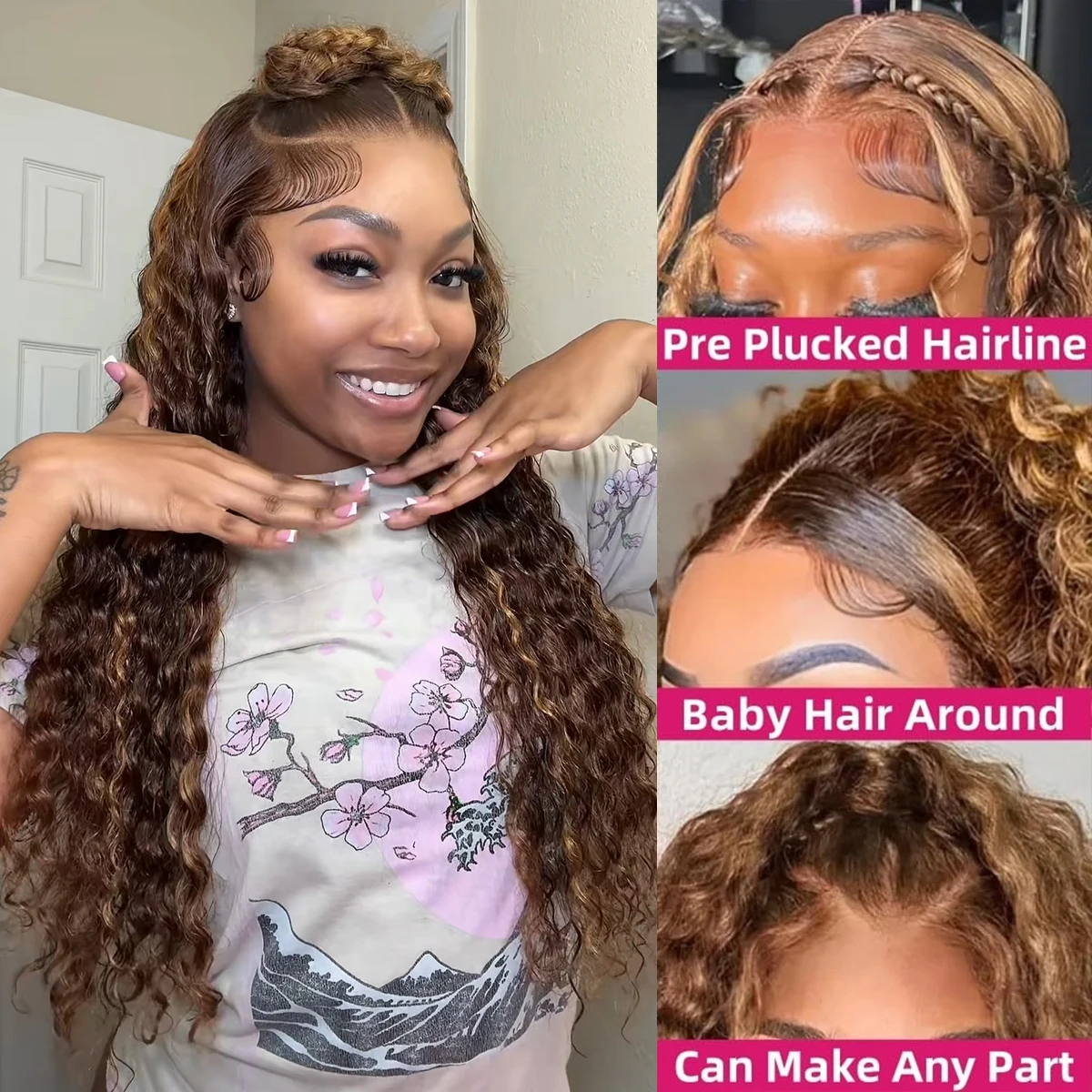 Парик из 100% натуральных волос с эффектом омбре и глубокими волнами, 13x6 HD Lace Frontal, цвет 4/27, кудрявый парик, 13x4 Lace Front, парик с эффектом водной волны для женщин
Парик из 100% натуральных волос с эффектом омбре и глубокими волнами, 13x6 HD Lace Frontal, цвет 4/27, кудрявый парик, 13x4 Lace Front, парик с эффектом водной волны для женщин