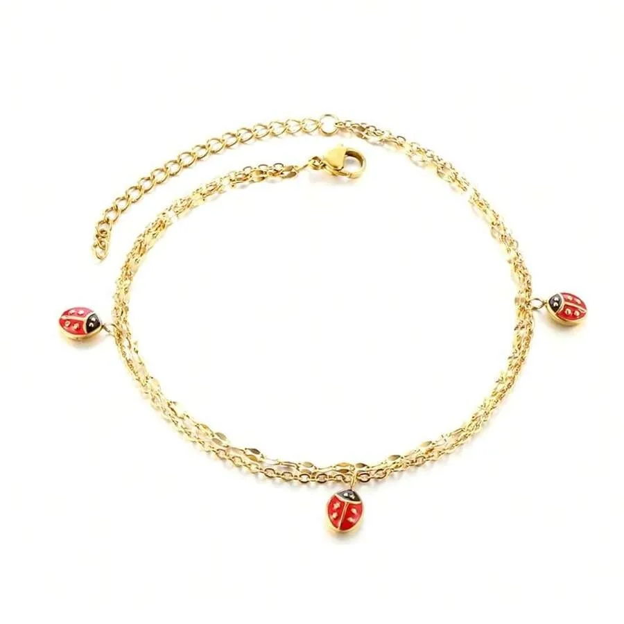 Anklet Bracelets For Women Stainless Steel, Gold Anklets Bracelet For Womens Double Layer Chain With Flower/Ladybug/Dragonfly A
Anklet Bracelets For Women Stainless Steel, Gold Anklets Bracelet For Womens Double Layer Chain With Flower/Ladybug/Dragonfly A