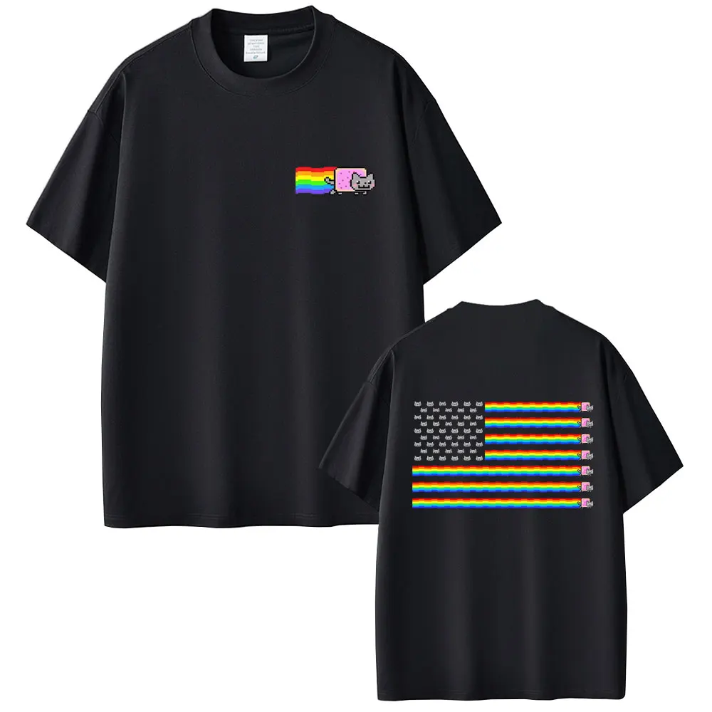 Game American Flag Rainbow Nyan Cat Funny Meme T-shirt Men Women Casual Cotton T-shirts Unisex Cute Kawaii Oversized T Shirts
Game American Flag Rainbow Nyan Cat Funny Meme T-shirt Men Women Casual Cotton T-shirts Unisex Cute Kawaii Oversized T Shirts