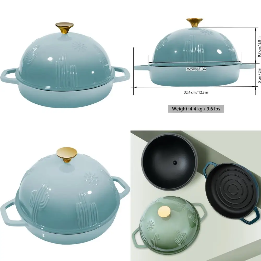Enameled Cast Iron Bread Oven with Dome Lid for Sourdough Baking - 5 Quart Dutch Oven for Perfect Loaves
Enameled Cast Iron Bread Oven with Dome Lid for Sourdough Baking - 5 Quart Dutch Oven for Perfect Loaves