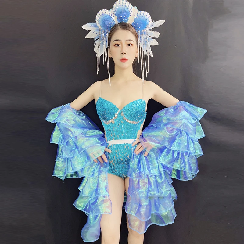 Blue Sequins Bodysuit Gogo Dancer Performance Costume Laser Sleeve Singer Stage Outfit Party Dancewear Dj Ds Clubwear VDB7472
Blue Sequins Bodysuit Gogo Dancer Performance Costume Laser Sleeve Singer Stage Outfit Party Dancewear Dj Ds Clubwear VDB7472