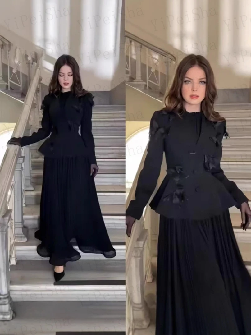 Customized A-Line Prom Dresses Ankle-Length O-Neck Full Sleeve Evening Gown Simple Draped Fashion Flowers Button Party Dresses
Customized A-Line Prom Dresses Ankle-Length O-Neck Full Sleeve Evening Gown Simple Draped Fashion Flowers Button Party Dresses