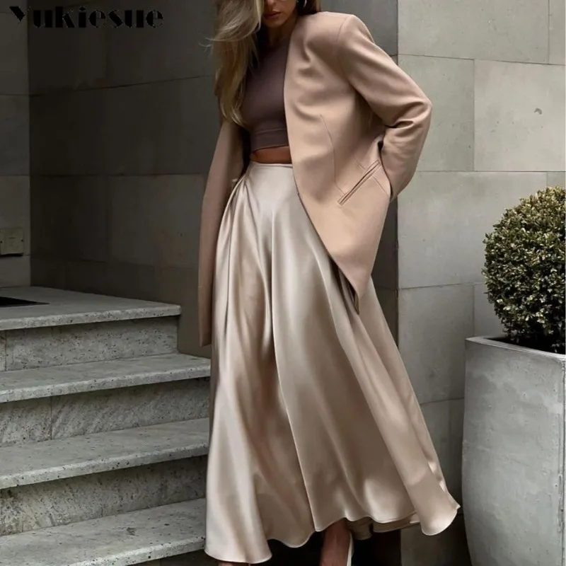 Fashion Female Skirt Elegant Satin Loose Women Skirt 2023 High Waist Maxi Skirts Streetwear Classic Long Skirt
Fashion Female Skirt Elegant Satin Loose Women Skirt 2023 High Waist Maxi Skirts Streetwear Classic Long Skirt