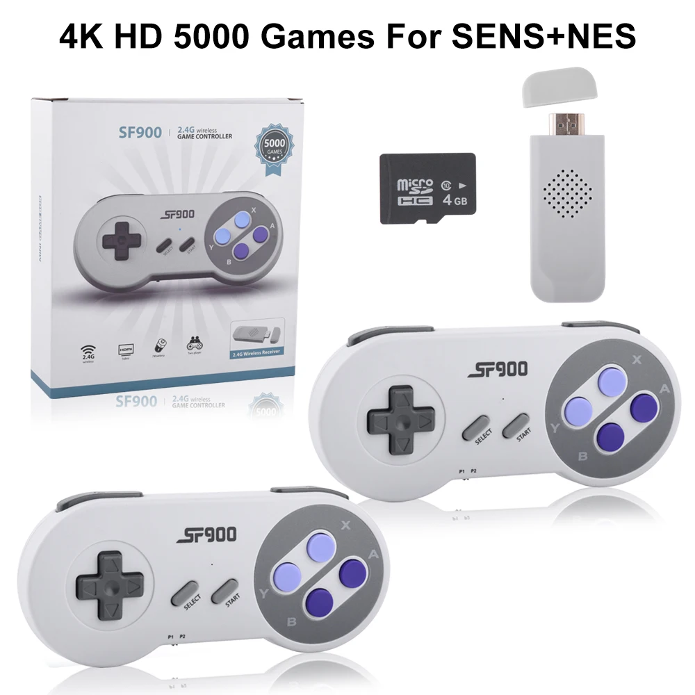 SF900 Classic Retro Game Console HD Video Game Stick With 5000 Games for SNES Wireless Controller 16 Bit Consolas for NES
SF900 Classic Retro Game Console HD Video Game Stick With 5000 Games for SNES Wireless Controller 16 Bit Consolas for NES