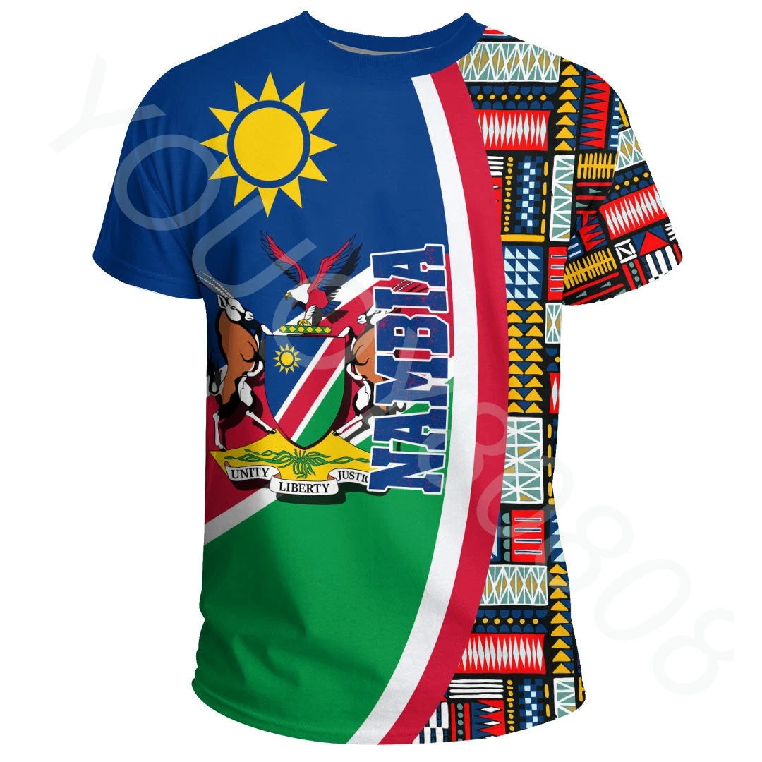 New African clothing casual sports Mibia flag and Kent pattern special Harajuku loose street style men's and women's T-shirts
New African clothing casual sports Mibia flag and Kent pattern special Harajuku loose street style men's and women's T-shirts