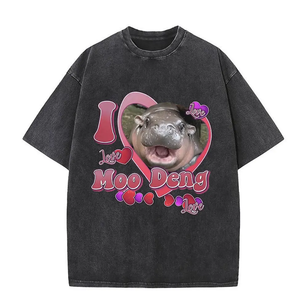 I Love Moo Deng Cute Baby Hippo Funny Vintage Washed T-shirts Men Women Clothing Fashion T-shirt 100% Cotton Oversized T Shirts
I Love Moo Deng Cute Baby Hippo Funny Vintage Washed T-shirts Men Women Clothing Fashion T-shirt 100% Cotton Oversized T Shirts