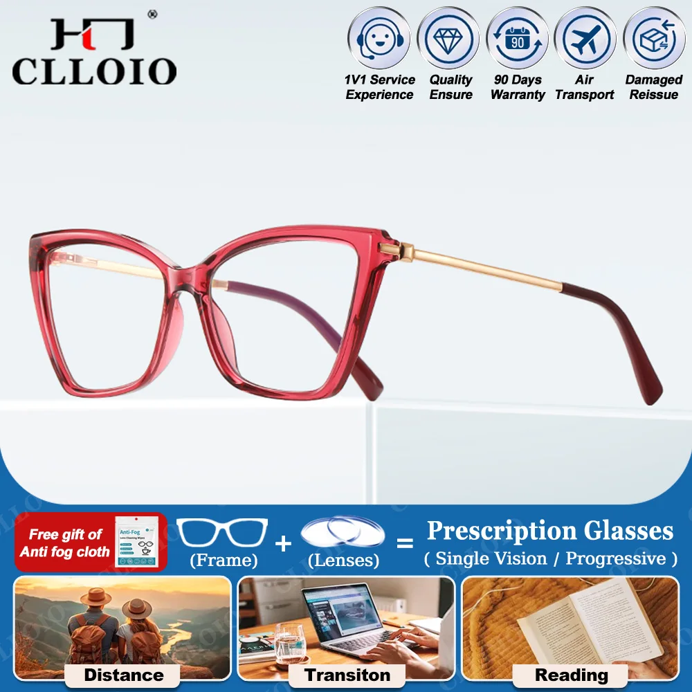 CLLOIO Fashion Butterfly Frame Design Myopia Prescription Glasses for Women Photochromic Outdoor Activity Optical Sun Eyeglasses
CLLOIO Fashion Butterfly Frame Design Myopia Prescription Glasses for Women Photochromic Outdoor Activity Optical Sun Eyeglasses