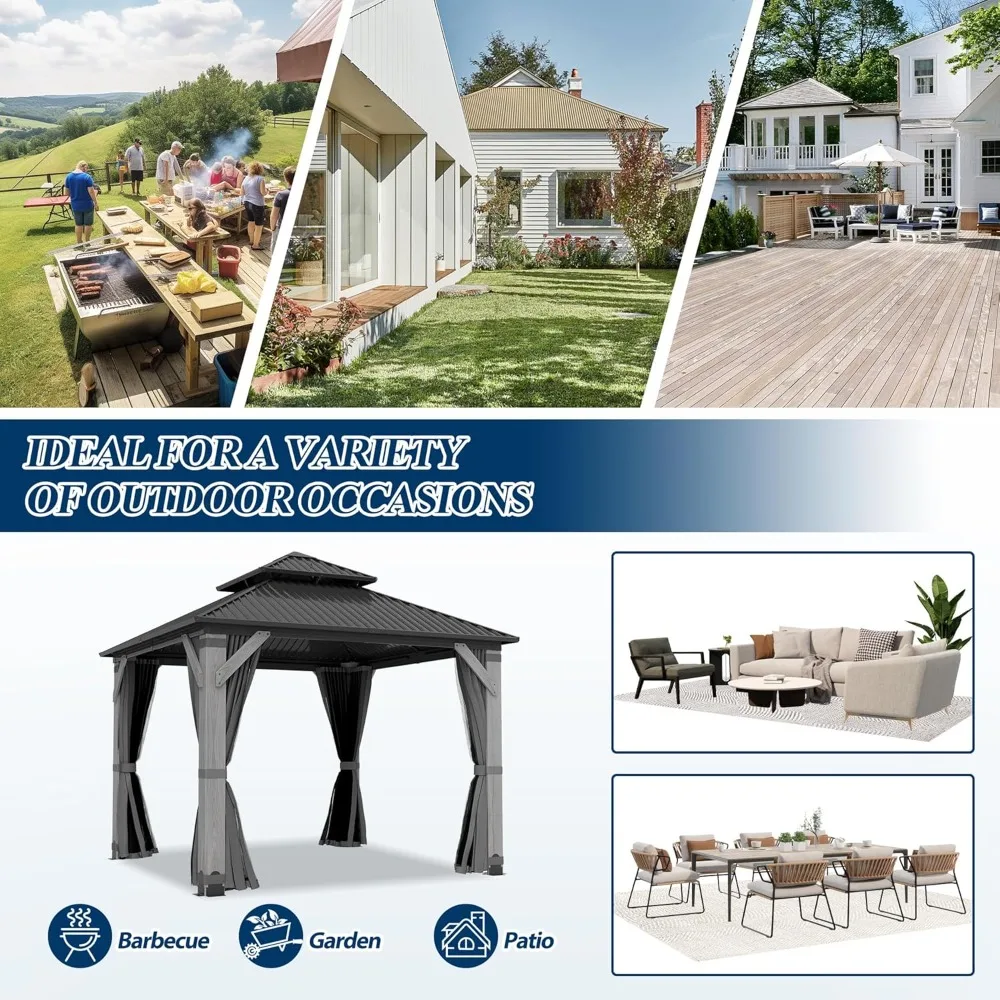 Деревянная беседка размером 10 футов x 10 футов, деревянная беседка для патио с твердой поверхностью из оцинкованной стали, сверхмощный павильон с двойной крышей
Деревянная беседка размером 10 футов x 10 футов, деревянная беседка для патио с твердой поверхностью из оцинкованной стали, сверхмощный павильон с двойной крышей