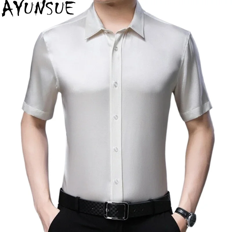AYUNSUE Short Sleeved 92% Mulberry Real Silk Shirt for Men Satin Shirt Summer Thin Men's Clothing Loose Casual Tops Ropa Hombre
AYUNSUE Short Sleeved 92% Mulberry Real Silk Shirt for Men Satin Shirt Summer Thin Men's Clothing Loose Casual Tops Ropa Hombre