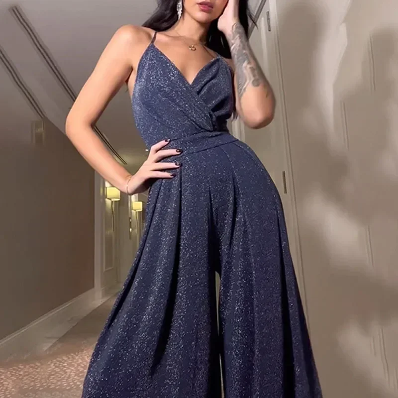 JINIA Summer Fashion Sequins Pleated Wide Leg Pants Rompers For Women 2024 Elegant Sexy Sleeveless V-neck Party Long Jumpsuit
JINIA Summer Fashion Sequins Pleated Wide Leg Pants Rompers For Women 2024 Elegant Sexy Sleeveless V-neck Party Long Jumpsuit