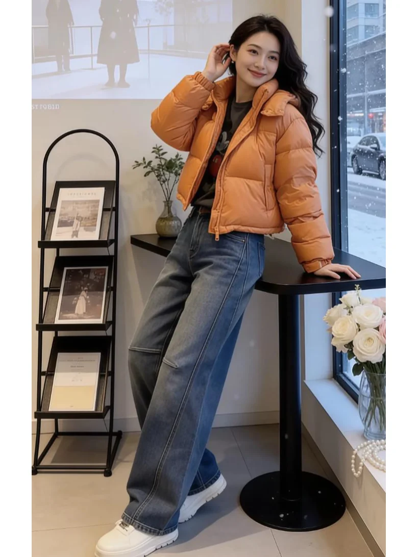 Orange Hooded down Cotton Jacket Women's Winter Short Style Unique Fashionable Coat Korean Version Loose Fit Long Sleeve
Orange Hooded down Cotton Jacket Women's Winter Short Style Unique Fashionable Coat Korean Version Loose Fit Long Sleeve
