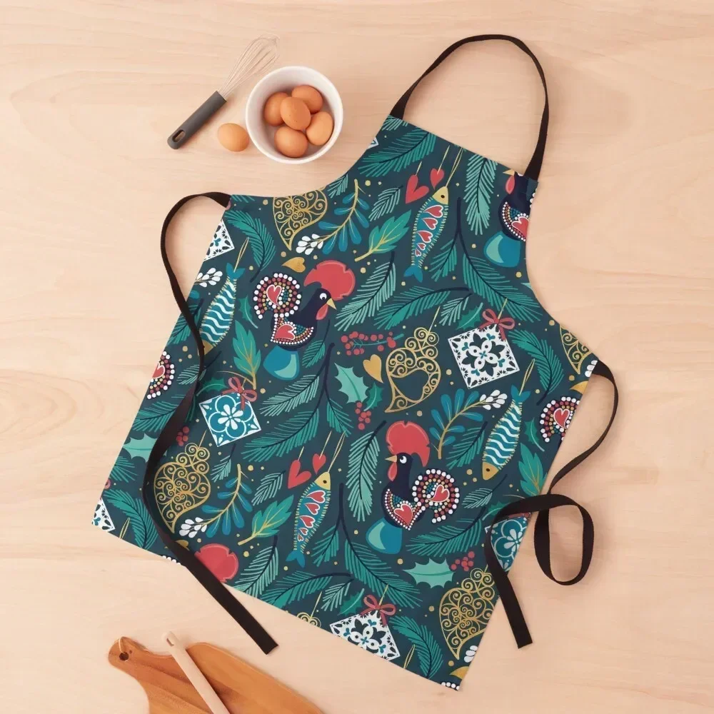 Portuguese Christmas Tree // nile blue background green and aqua pine leaves multicoloured symbolic decorations Barcelo ro Apron
Portuguese Christmas Tree // nile blue background green and aqua pine leaves multicoloured symbolic decorations Barcelo ro Apron